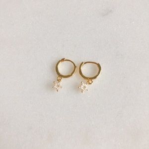 S925 silver star hoop earrings